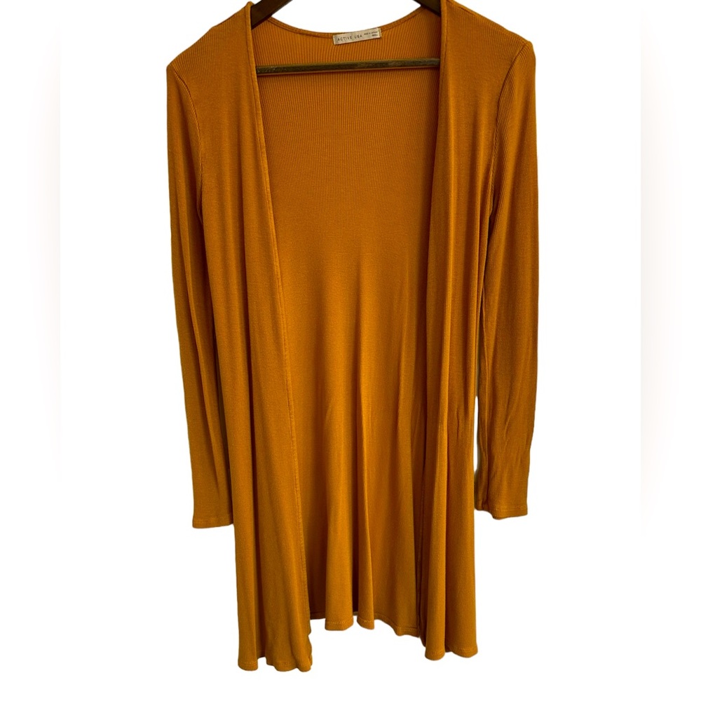 Active USA Mustard Open Front Cardigan